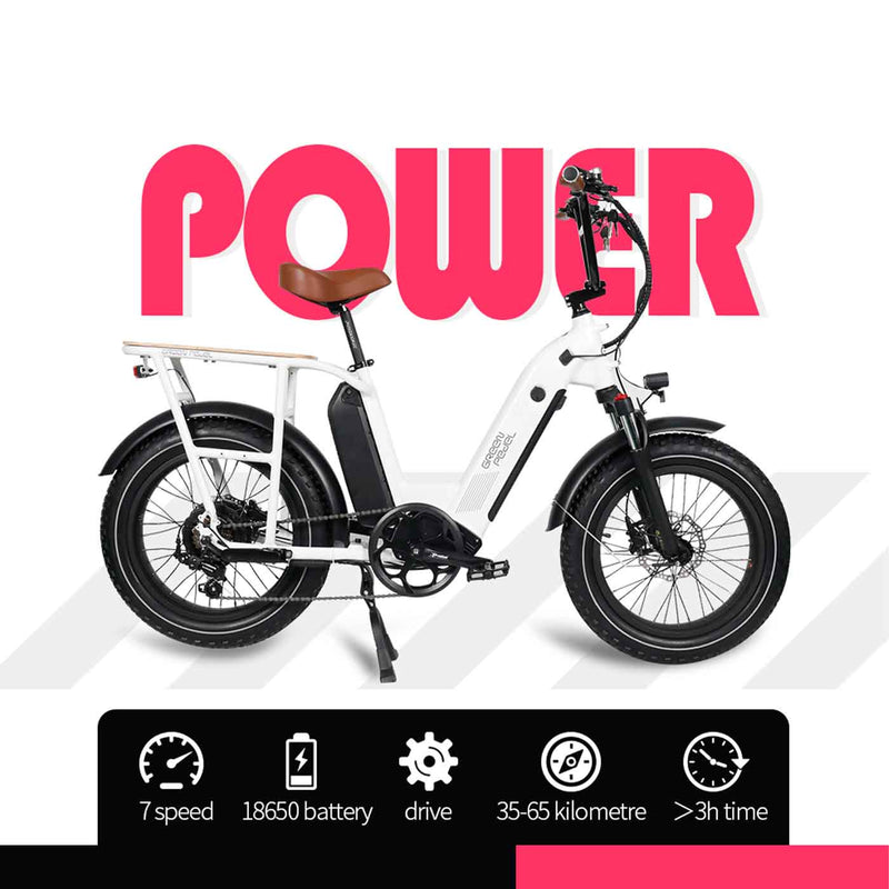 Load image into Gallery viewer, GREEN PEDEL / 20 Inch Step-Through All Terrain Fat Tire E-Bike (White)
